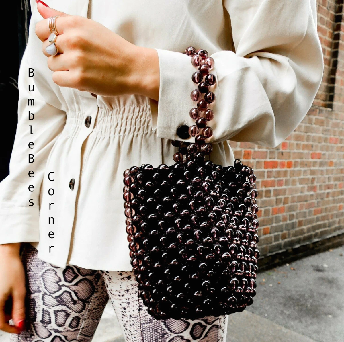 Zara beaded online bucket bag