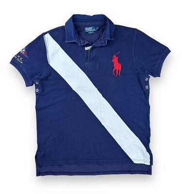 Vintage Polo Ralph Lauren RLPC Yacht Club Flag Men's XL Blue BIG LOGO Rugged.