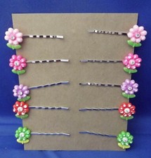 FLOWER with STEM - Handmade Bobby PIn Hair clips - Set 2 You Choose Color SALE