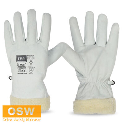BN Natural Leather Freezer Outdoor Warm Shephard Fleece Lining Rigger Gloves