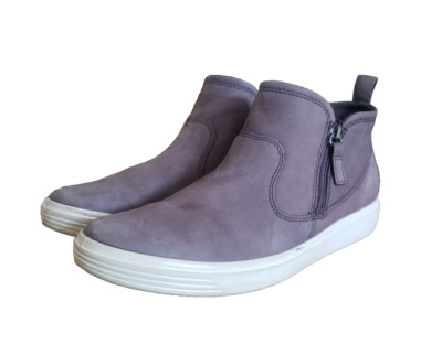 Ecco Soft 7 Low Booties Gray Nubuck Size Zipup Shoes Women's Size EU 40 US 9-9.5