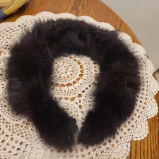 Genuine Natural Black  Dyed  Fox Tail  Fur Collar Piece 29 in.
