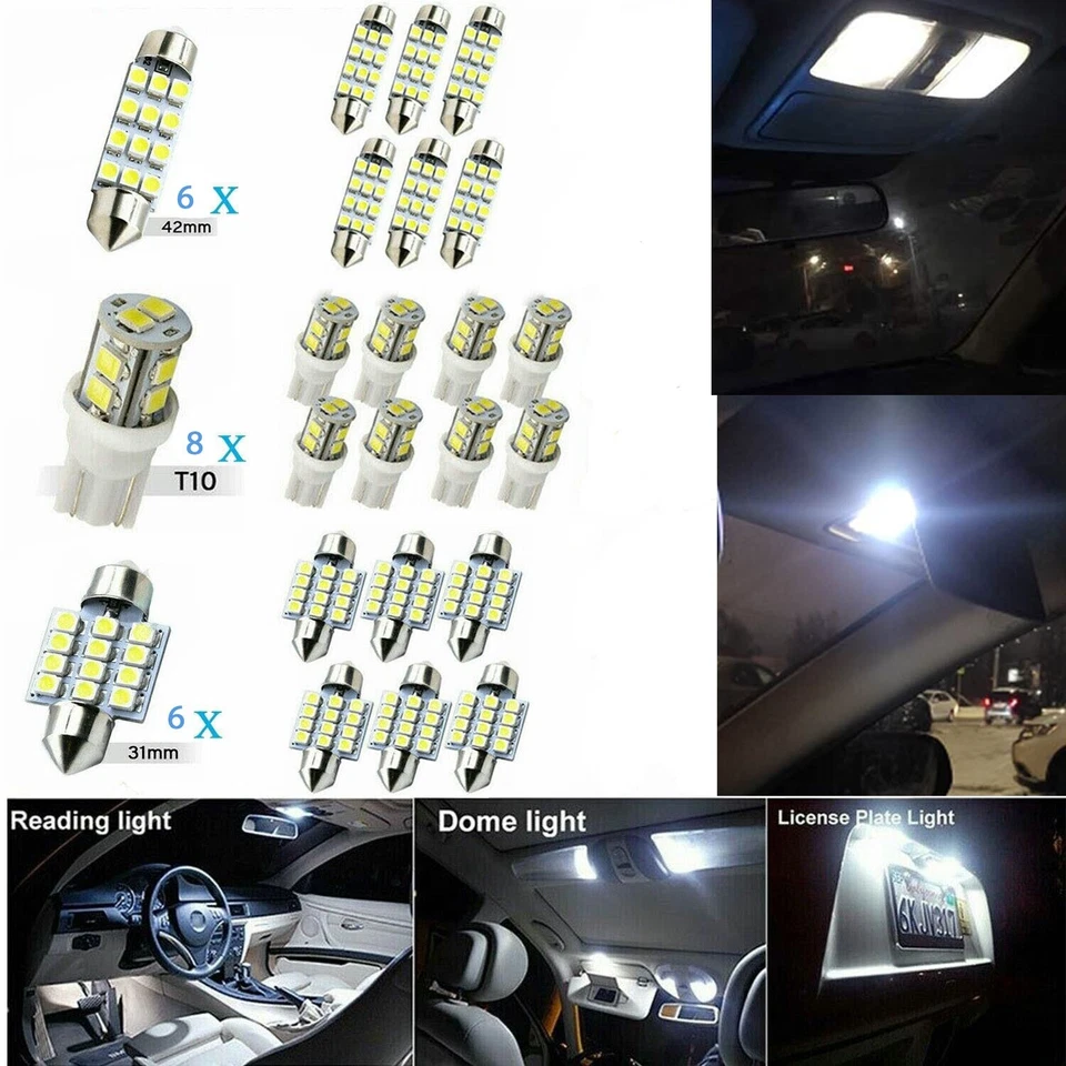 20x LED Car Interior Bulb Kit For Honda Reading Light Roof Map Trunk Lamp 6000K Foto 3 de 4