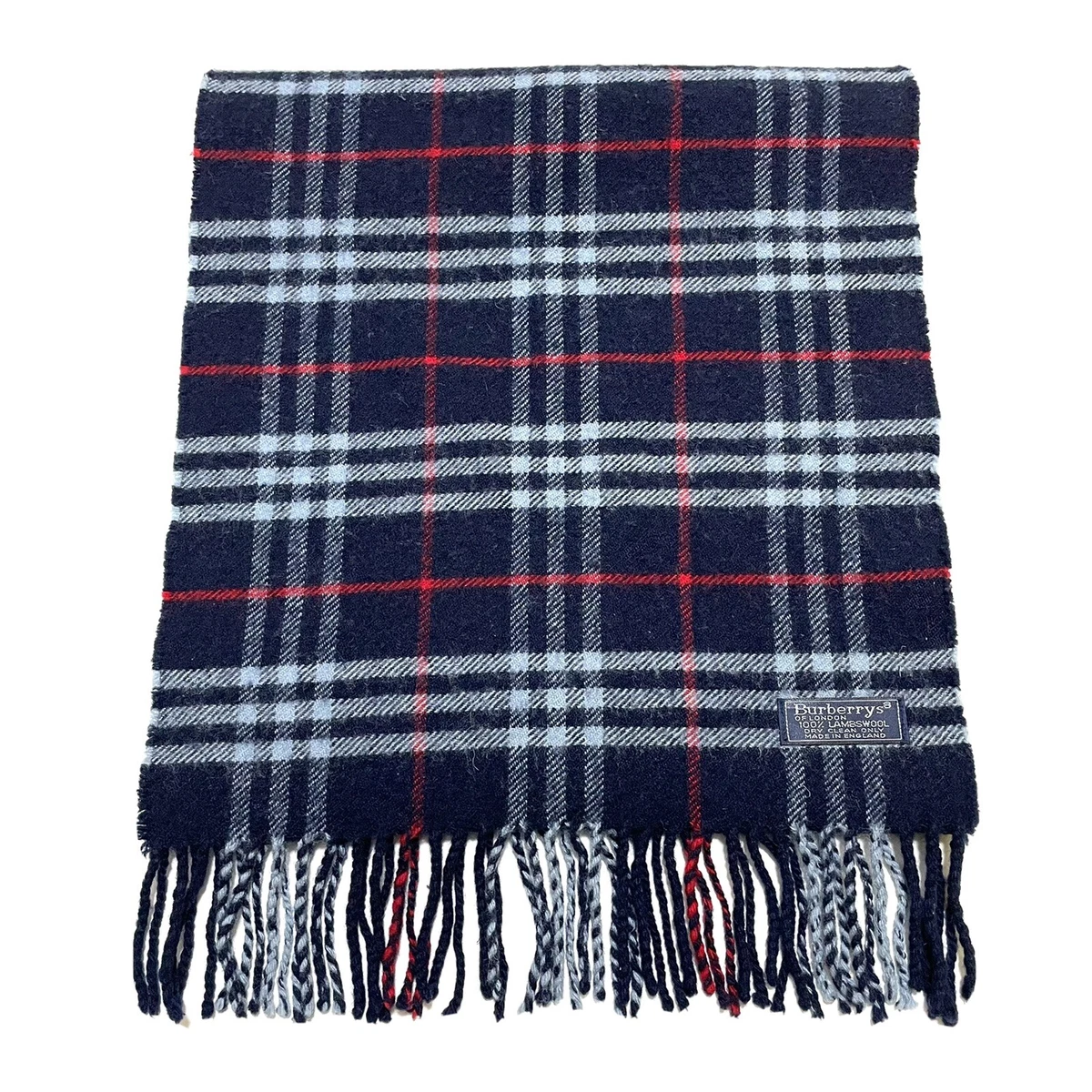 Burberry Scarf Authentic Lambs Wool Nova Check Blue Size 58&#039;&#039; Used eBay