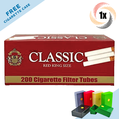 1x Box Classic Full Flavor Red KING SIZE (200 Tubes) Cigarette Tube Tobacco  RYO