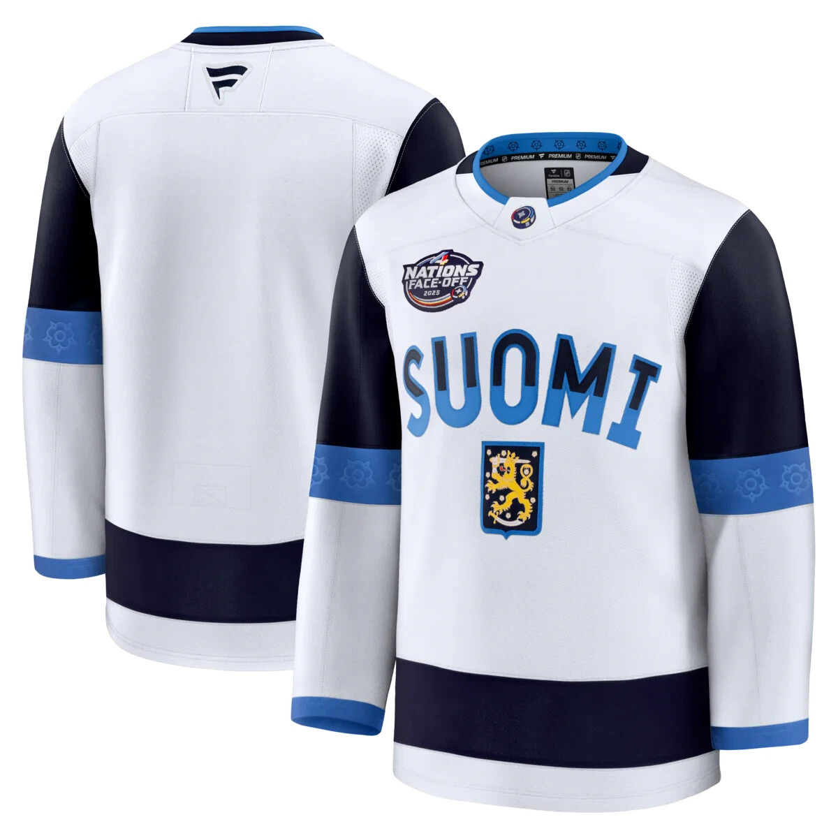 Men's Finland Fanatics White 2025 Nations Face-Off Premium Blank