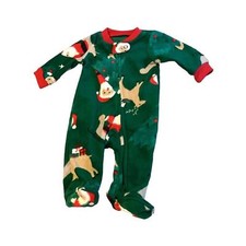 Newborn Carter's Green Christmas Footed Footie Pajamas Santa NWT