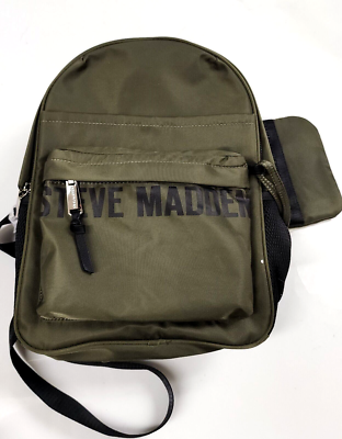 NEW STEVE MADDEN OLIVE GREEN,BLACK ACCENT NYLON MINI POUCH