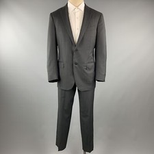 ERMENEGILDO ZEGNA Black Stripe Wool Notch Lapel Suit