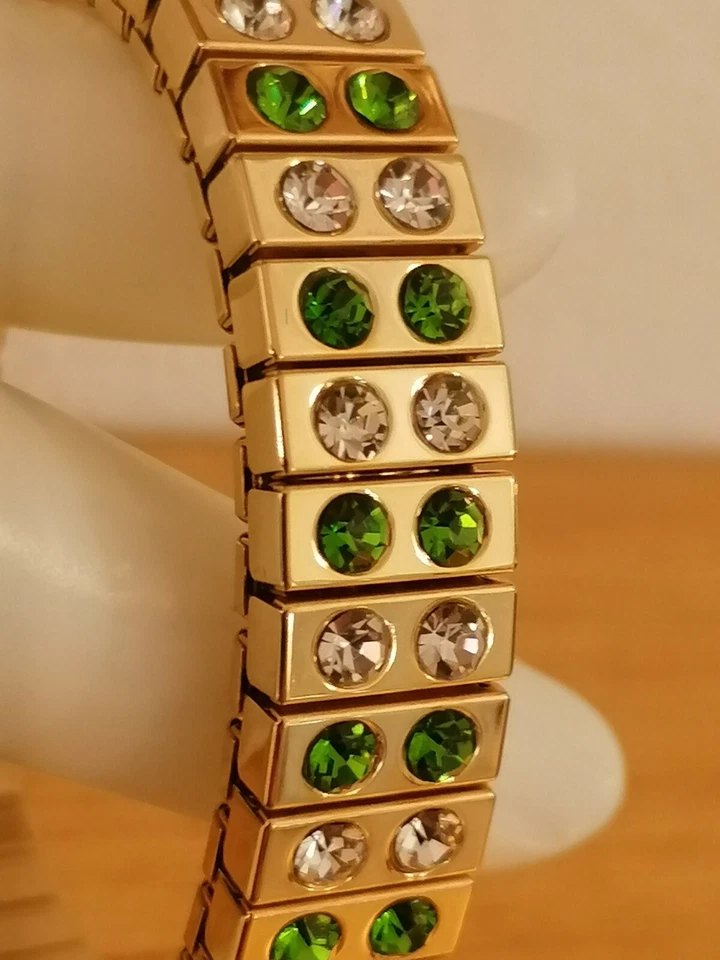 24k Gold Bracelet Gift for Wife Birthday Gemstone 2ct Hndmde Green Topaz Jewelry - Image 2 of 4