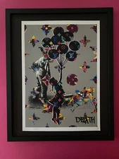 DEATH NYC Hand Signed LARGE Print Framed 16x20in COA  BANKSY GIRL  MURAKAMI B