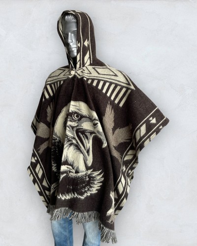 Alpaca Wool Poncho with Hood | Soft and Comfortable Wool | Eagle | Dark Brown - Picture 7 of 12