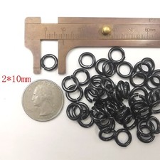 100pcs Stainless steel 10mmOD x 2mm thickness Black Straight Cut Jump Rings DIY