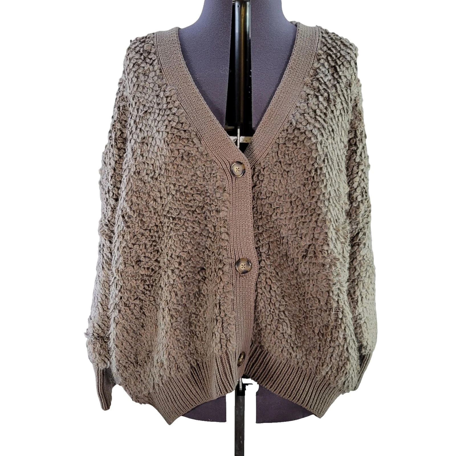 Wool Cardigan Sweaters Brown for Women