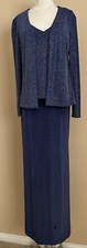 Alex Evenings Size 8 Blue 2 pc Long Dress Jacket mother of bride