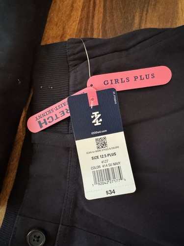 IZOD - NWT - 3 @ School Uniform Stretch Waist SKINNY Pants Sz 12.5-14 Navy Blue - Picture 5 of 6