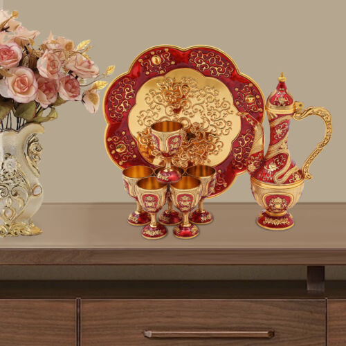 Turkish Tea Set, Vintage Turkish Teapot Set with 6 Coffee Cup and Tea Tray Decor
