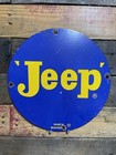 VINTAGE JEEP PORCELAIN SIGN 12” DEALER OFF ROAD TRUCK AUTOMOTIVE GAS OIL SERVICE