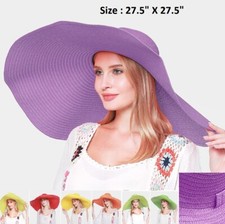 Oversized Wide Brim Floppy Summer Sun Beach Hat Derby Vacation Hawaiian Straw