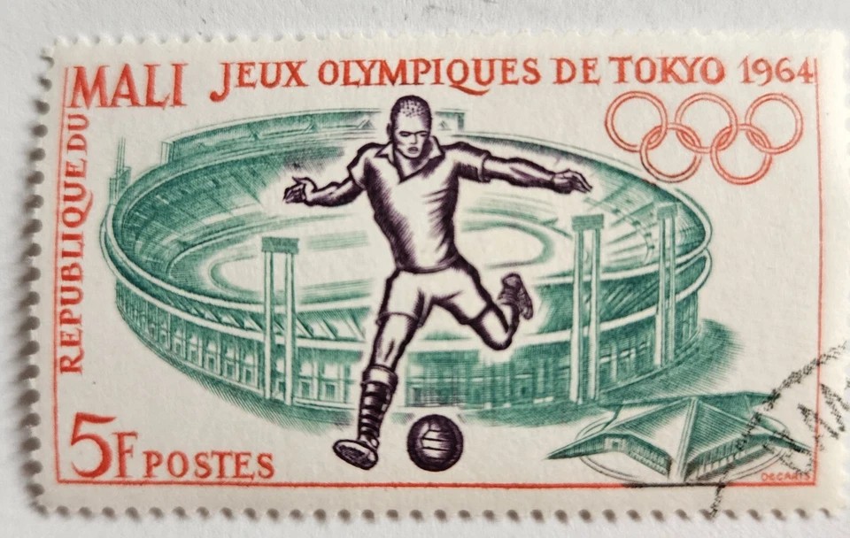 Malí 1964, Juegos Olímpicos de Toyko, CTO-Como nuevo-NH-Sello único de 5 francos, Sc-#109, ENVÍO RÁPIDO  Foto 2 de 3