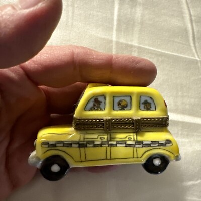 Limoges Trinket Box School Bus Hand Painted Made In France Great Shape