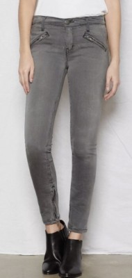 Current Elliott Womens Sz 29 Silverlake Skinny Ankle Jeans Zip Gray Dazzler $275
