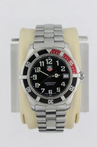 Tag Heuer WM1112.BA0317 Mens 2000 Series Professional Watch Black Red Silver 8"