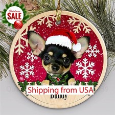 Chihuahua Christmas Tree Ornament - Personalized Chihuahua Ceramic Ornament -...