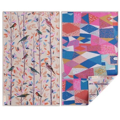 WerkShoppe SONGBIRDS REVERSIBLE MICROFIBER TOWEL - ABSORBENT & QUICK DRYING