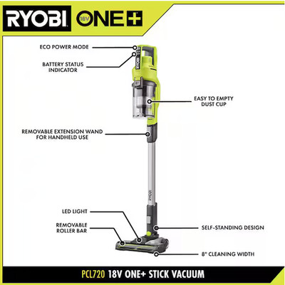 RYOBI ONE+ 18V Bagless Mesh Filter Stick Vacuum Cleaner TOOL ONLY PCL720B