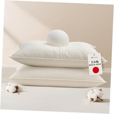 White Goose Down Feather Pillows - 100 Cotton Standard Pack of 2 Organic