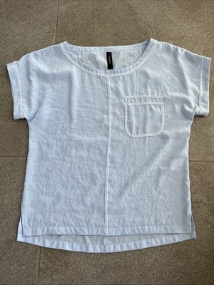 Marc Cain Damen Bluse Kurzärmlig Gr. EU 38 Hellblau Top Zustand Wie Neu N3