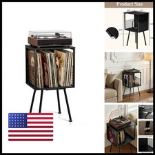 Faesun Record Player Stand Storage Holds 100 Vinyl Records, Industrial