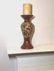 Ceramic Pillar Candle Holder Decorative 12 In Vase Red gold Relief embossed