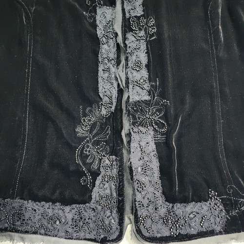 Chicos Size 3 / 3Short Blazer Top Pant Set Velvet-like Black Beaded Embellished - Picture 10 of 24