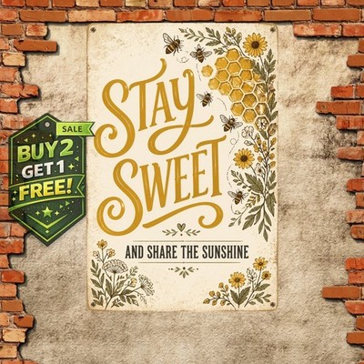 Bee Nice Buzz Off Funny Metal Tin Sign Garden Bee Decor 8x12