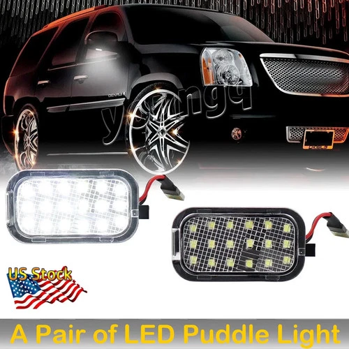 LED Side Mirror Puddle Lights 6000K For Escalade Silverado Sierra Suburban Tahoe