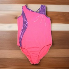Danskin Gymnastics Leotard Girls Size 6 Large Pink  Purple Sparkle
