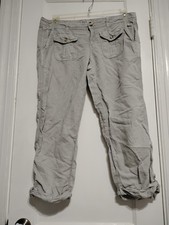Vintage Y2K American Eagle Low Rise Khaki button Cargo Capri Pants Size 10