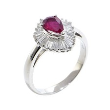 0.632ct Natural Ruby Ring Pt900 0.43ct Diamond 4.8g #52 US Size 6.5