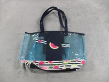 Thirty-One Tote Bag Womens Large Navy Clear Watermelon Stadium Beach Pouch