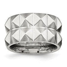 Stainless Steel Brushed and Grooved 12 Studded Band Ring Sz 9 12.56 g