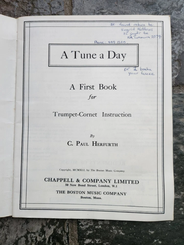 A Tune A Day for Trumpet & Cornet by Herfurth - music instruction book VG - Image 3 of 4