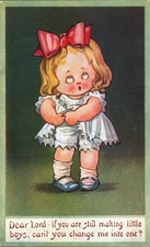 Antique Postcard Kute Kiddies Series No. 609 Little Girl Inter-Art Co.
