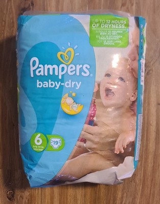 2016 Pampers Baby Dry diapers 19 nappies No6 plus 15+ kgs/33+lbs NOS