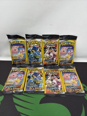 Pokémon Sun & Moon Cosmic Eclipse 3 Card Mini Booster Pack Lot Of 8 Sealed