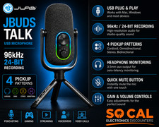 JLab JBuds Talk USB Microphone 96kHz 24-Bit 4 Pattern Podcast Streaming New