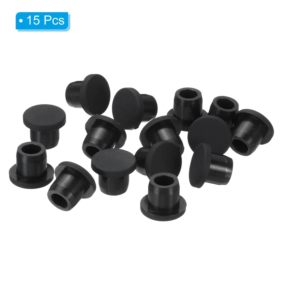 Tapón de orificio de goma de silicona de 15 piezas tapón flexible suave para orificio de 9-10 mm negro Foto 3 de 4