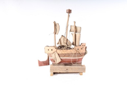 1 x Wooden Ship Sailboat Wood Pirate Toy Vintage Model - Picture 5 of 12