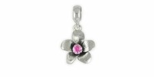 Cherry Blossom Charm Slide Jewelry Sterling Silver Handmade Flower Charm Slide C
